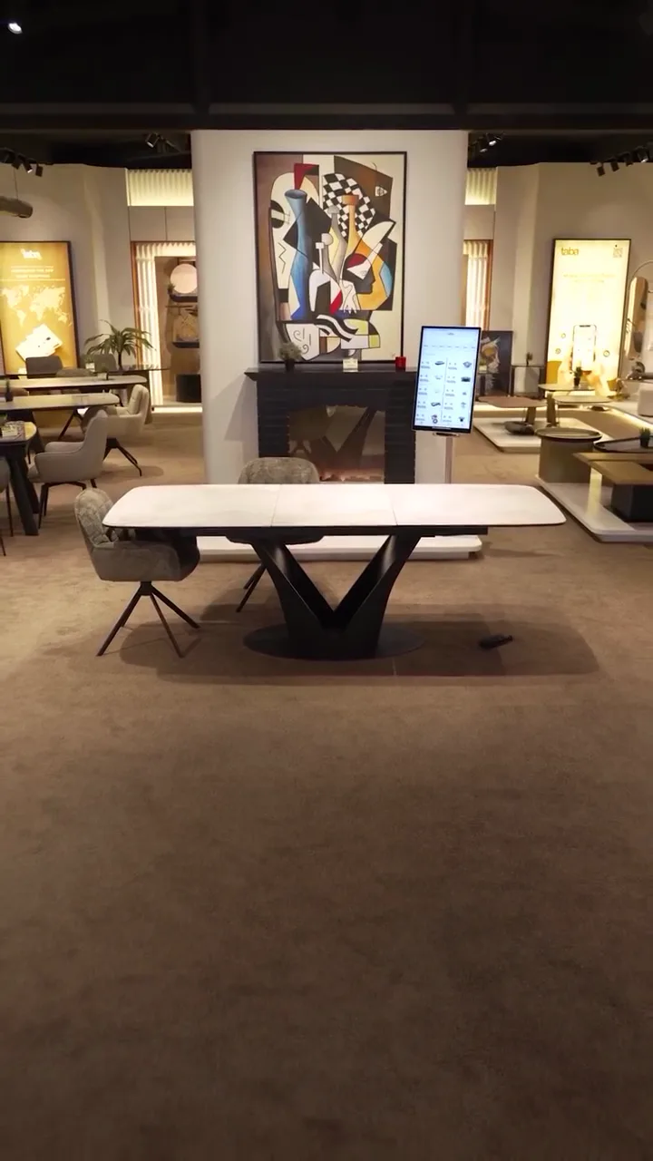 Taba yemek masası videosundan masa ve showroom düzeni